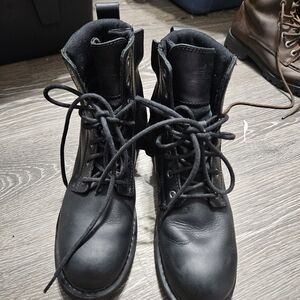 Harley-Davidson Black Lace-Up Leather Motorcycle Boots